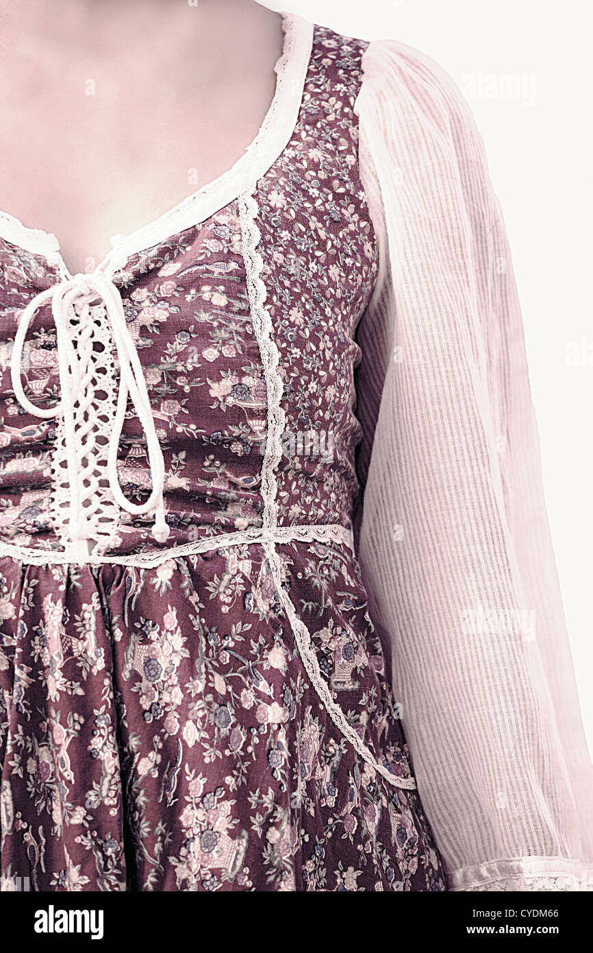 Detail shot d'une femme dans une robe vintage Banque D'Images