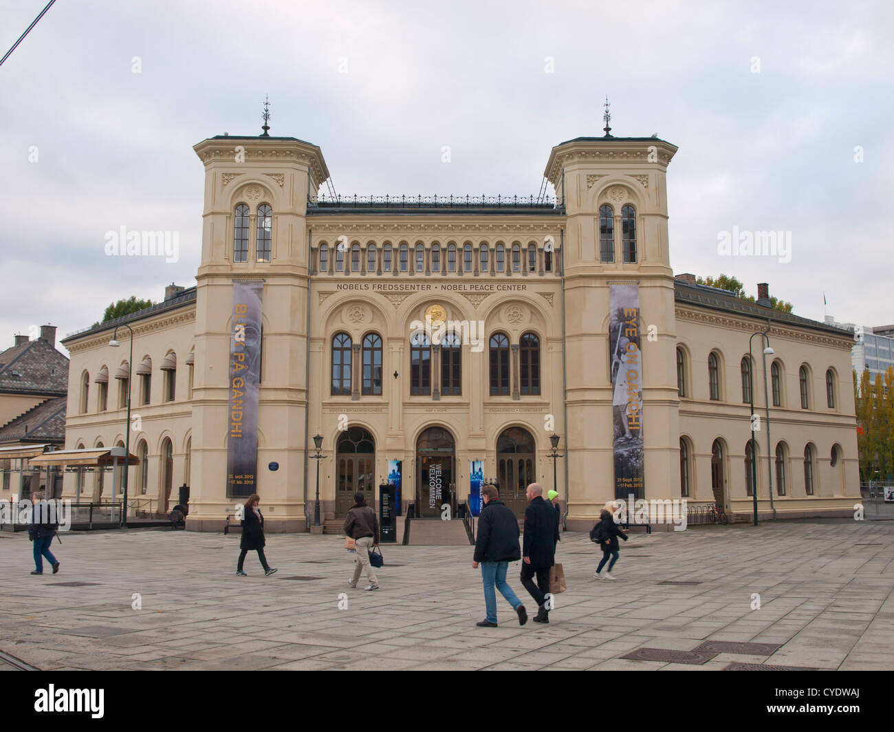 Centre du prix Nobel de la paix dans la capitale norvégienne, Oslo a des expositions à propos des bénéficiaires du prix et de leur travail, dans une ancienne gare Banque D'Images