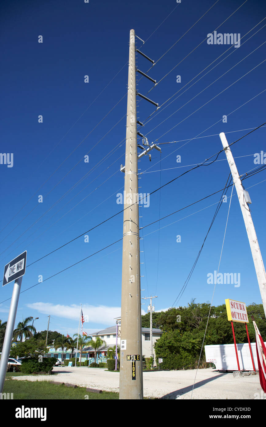 Power metal pôle transmission électricité florida keys usa Banque D'Images