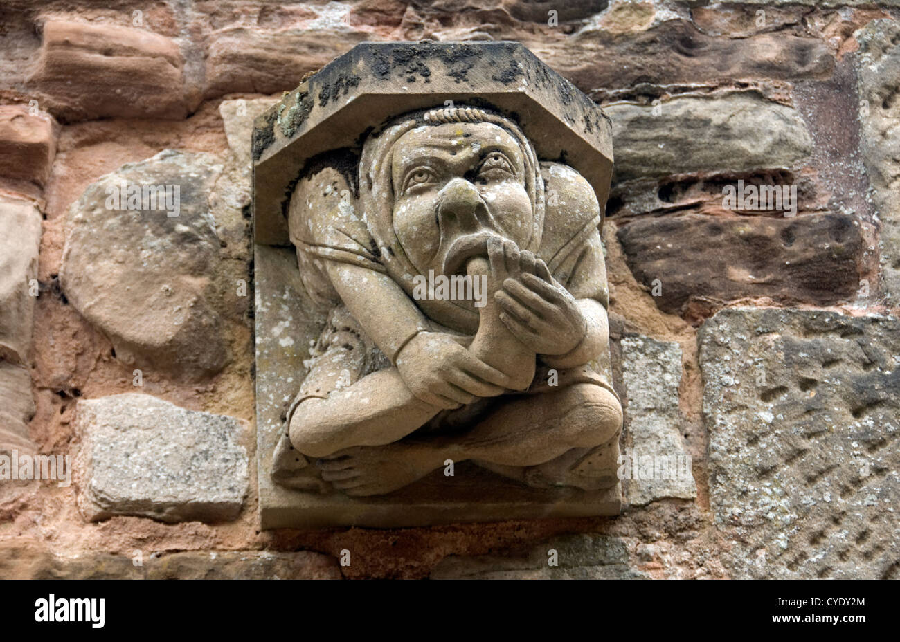 Bretagne ; ; ; OLLERTON NEWARK Rufford Abbey ; figure sculptée sur le mur intérieur de l'ABBAYE Banque D'Images