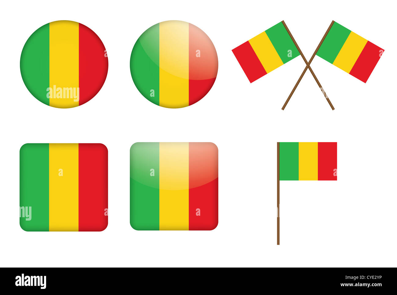 Set de badges avec drapeau du Mali Banque D'Images