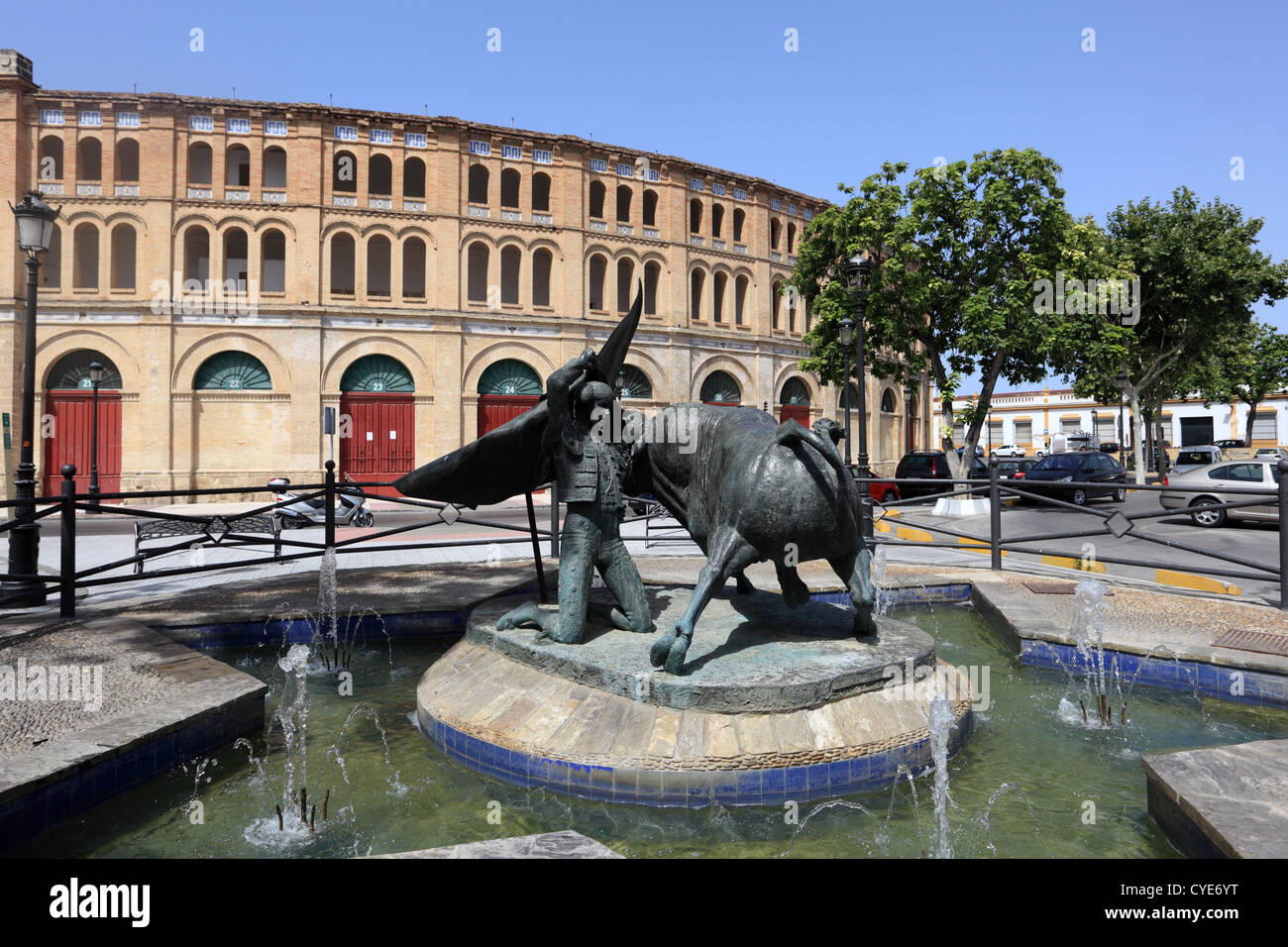 Statue de torero à El Puerto de Santa Maria, Andalousie Espagne Banque D'Images