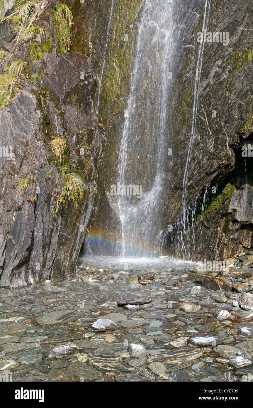 Cascade de la vallée en forme de U classique du glacier Franz Josef, Nouvelle-Zélande Banque D'Images