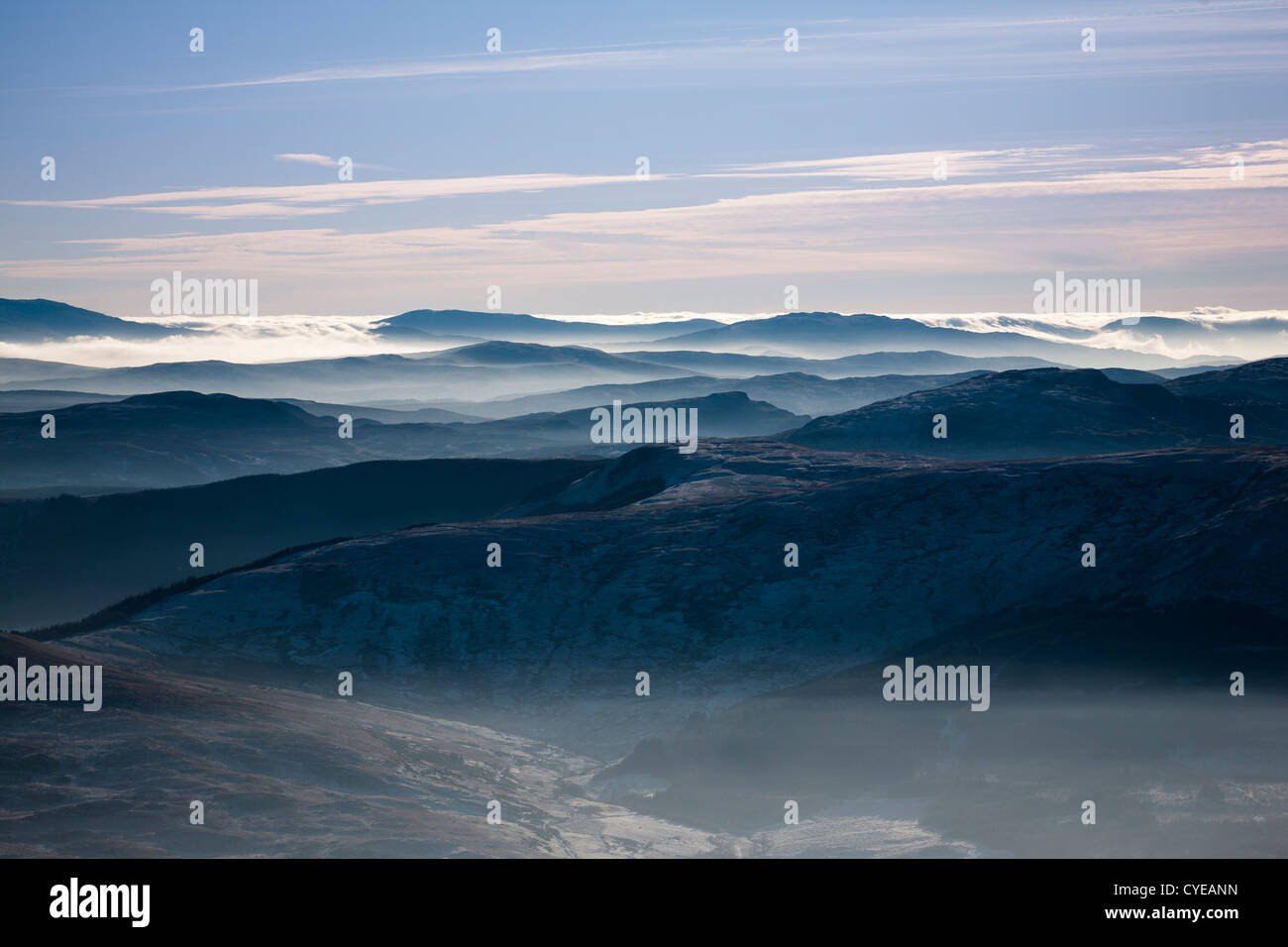 Vue depuis le sommet de Moel Siabod, Snowdonia, Banque D'Images