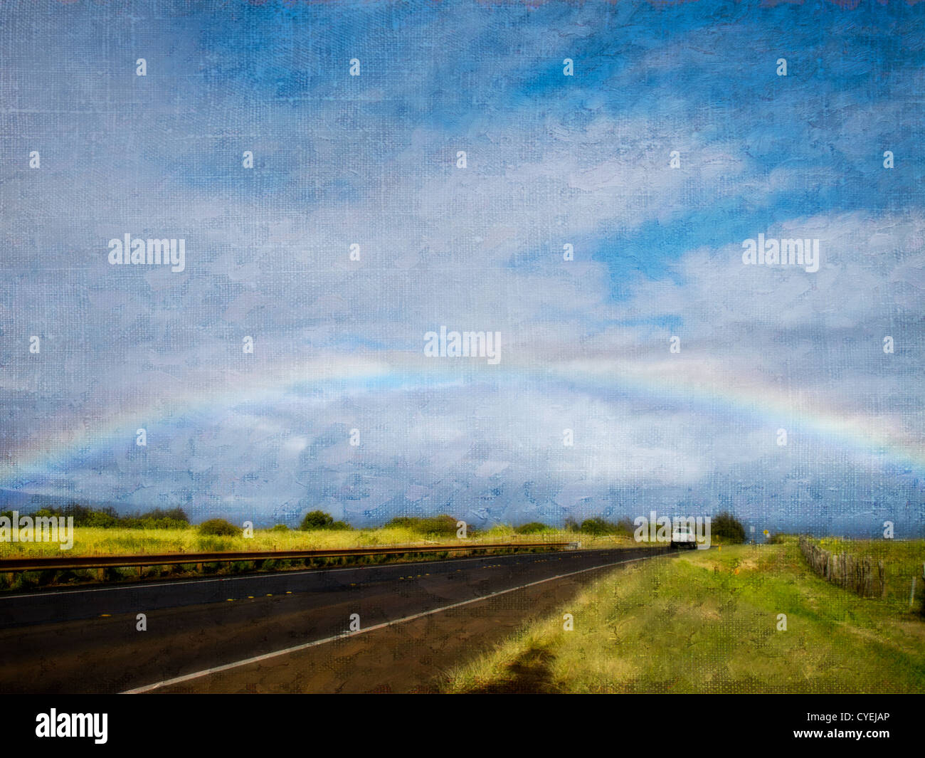 Arc-en-ciel sur la State Highway 36 Banque D'Images