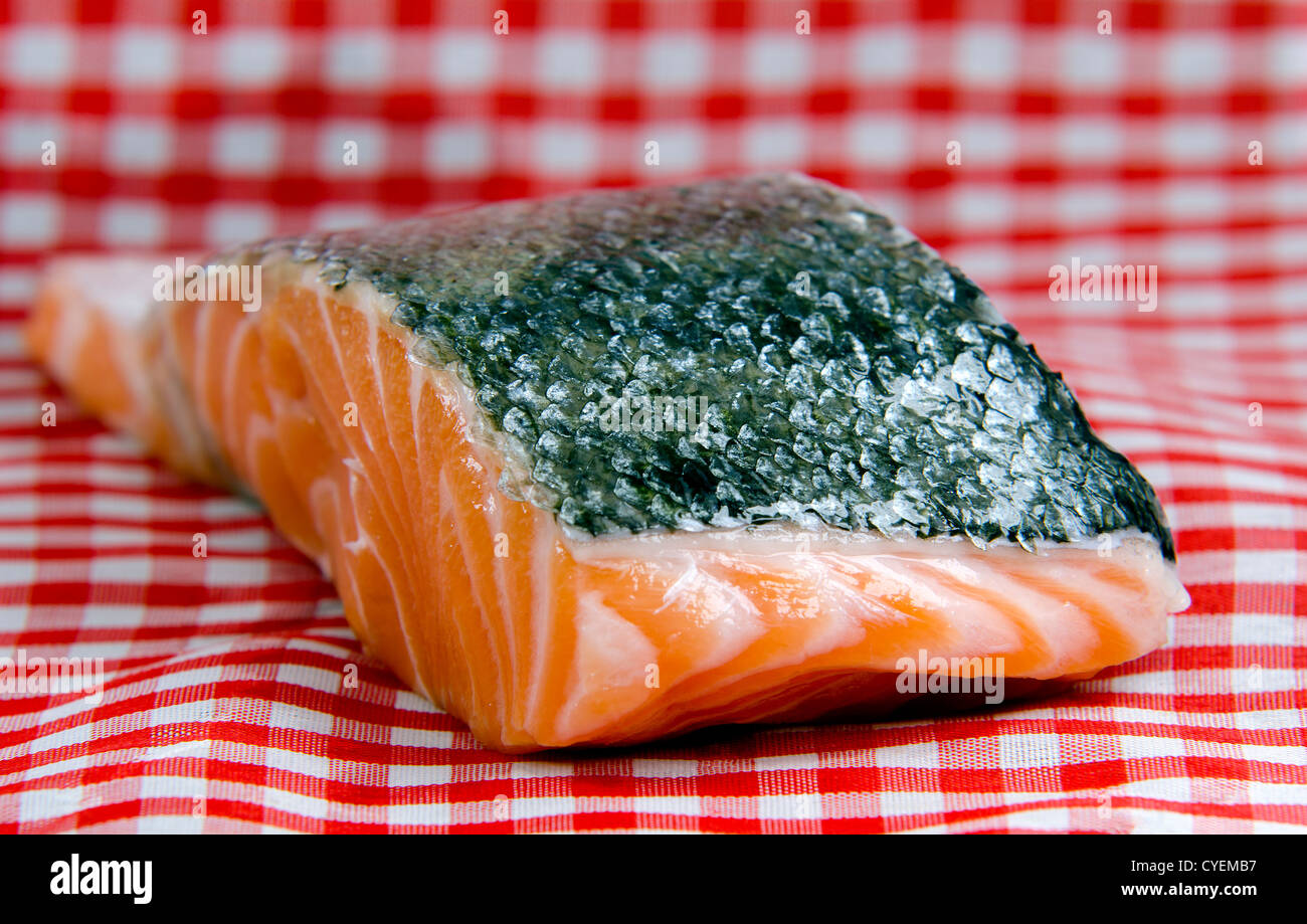 Un morceau de saumon Banque D'Images