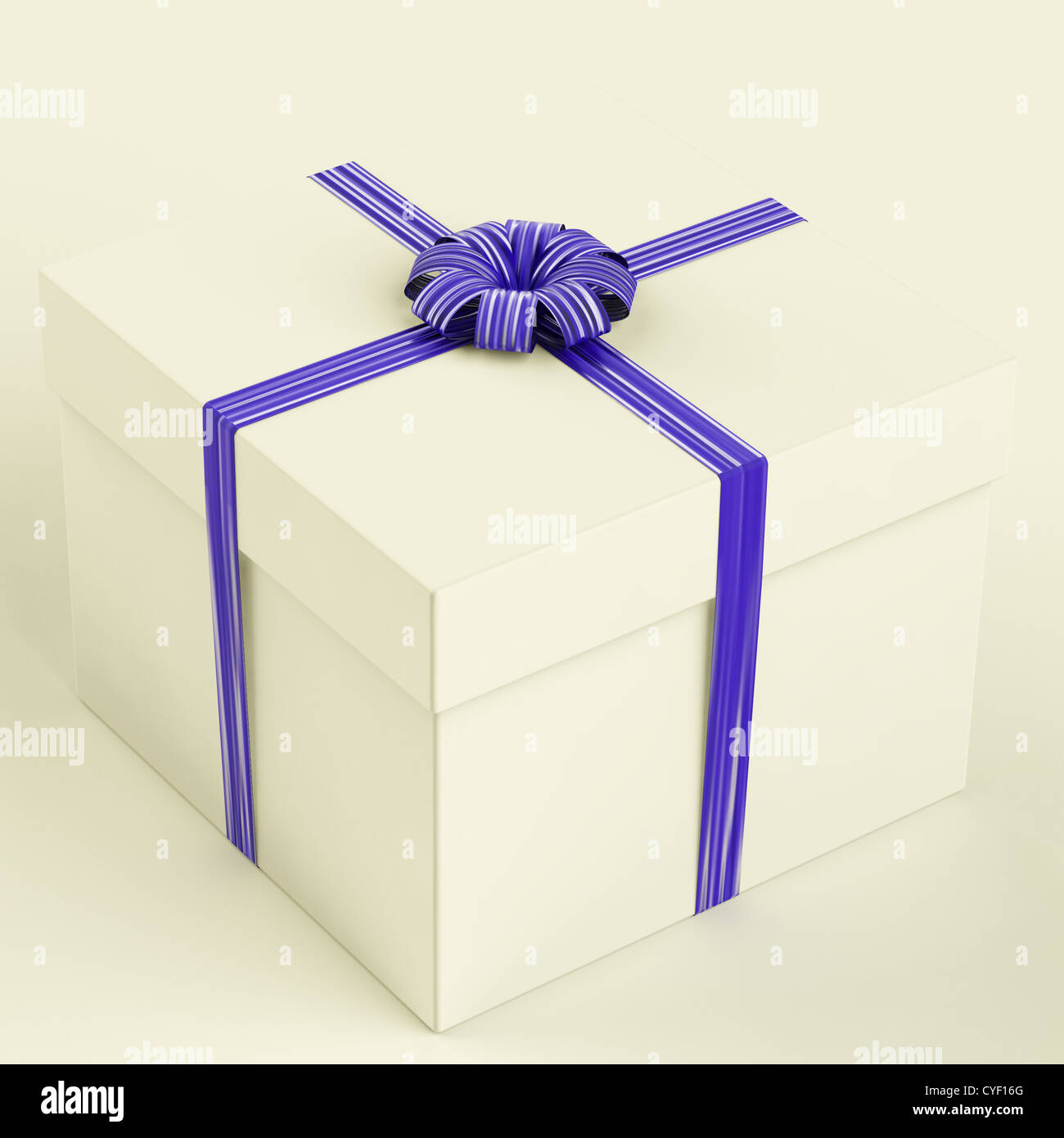 Boîte cadeau blanche avec ruban bleu comme cadeau d'anniversaire pour les hommes Banque D'Images
