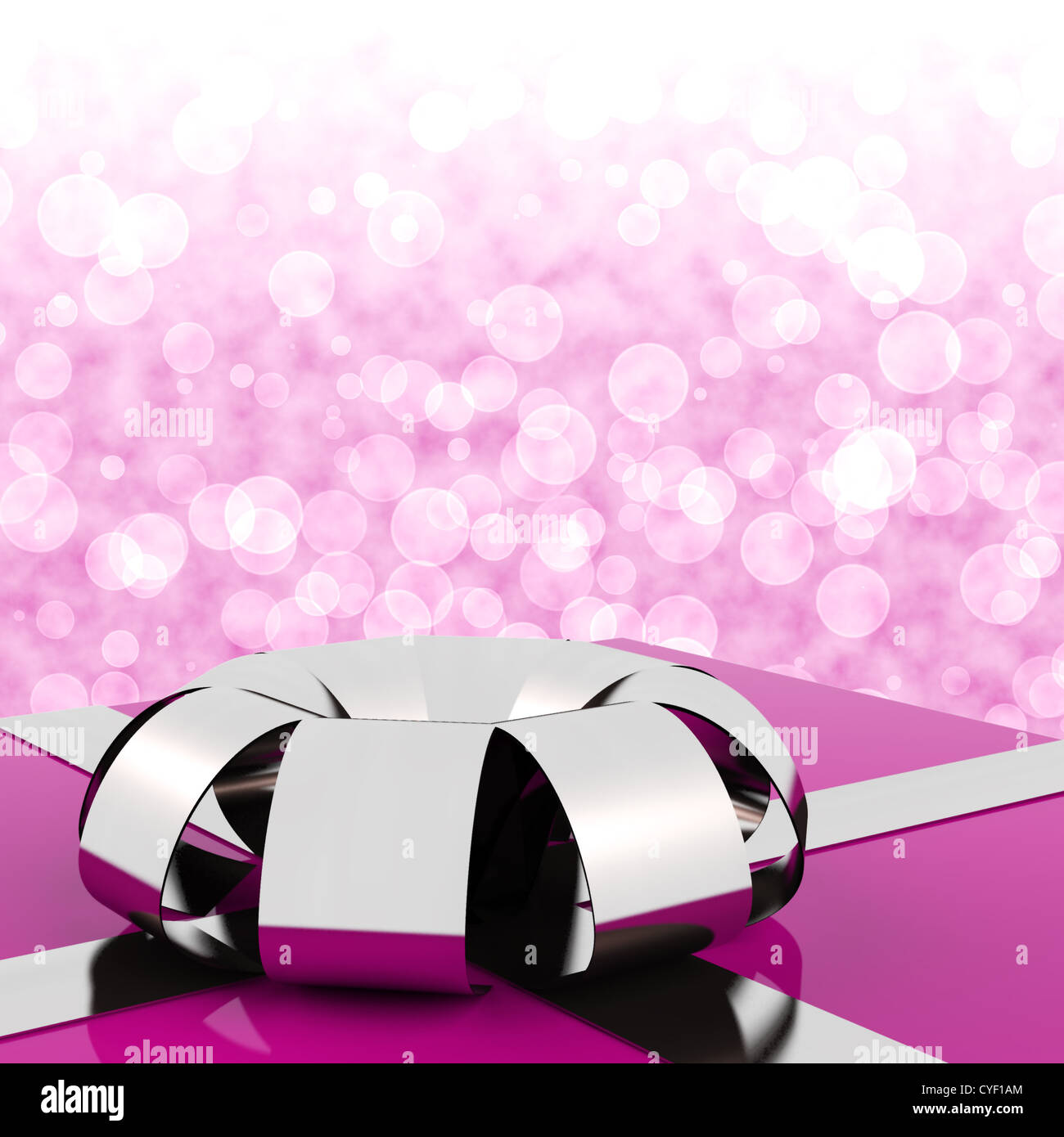 Boîte cadeau rose avec pour arrière-plan flou d'Anniversaire Femme Banque D'Images