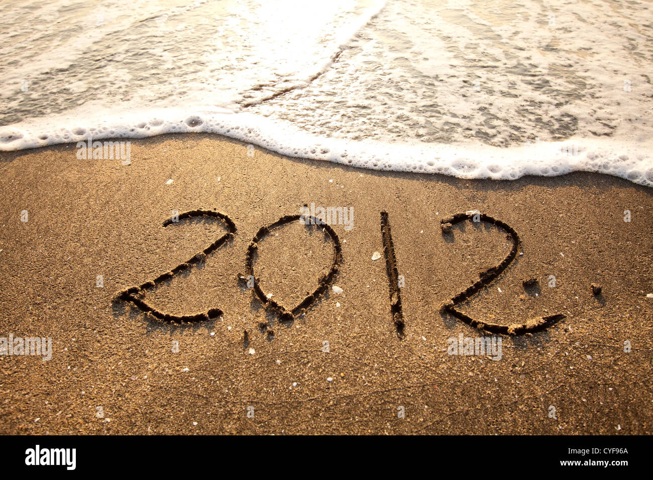 2012 écrit sur le sable Banque D'Images