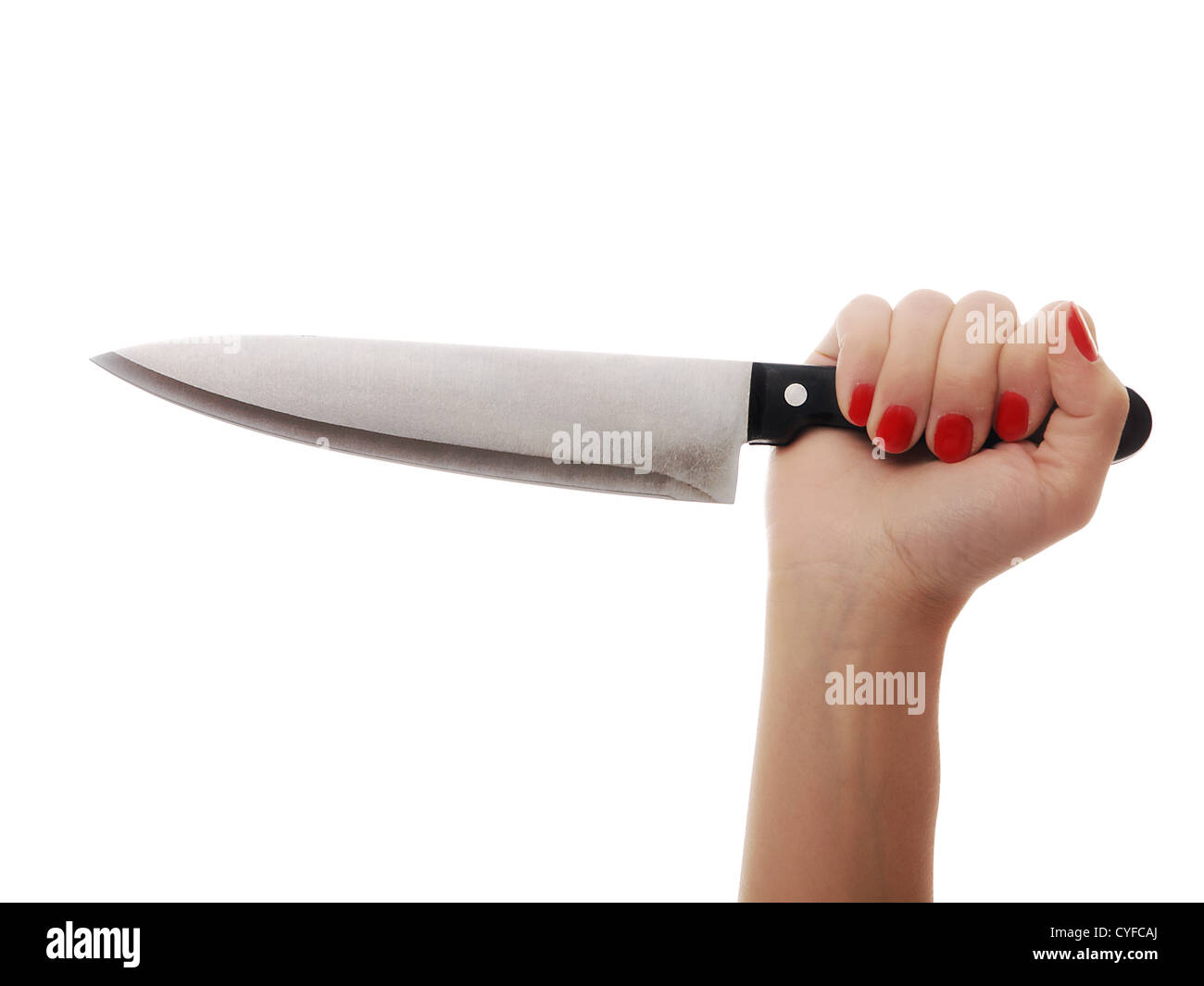 Main Femme avec grand couteau Banque D'Images