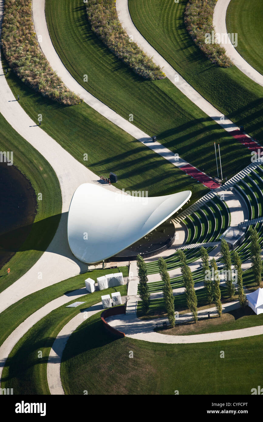 Les Pays-Bas, Venlo, FLORIADE, le monde Horticultural Expo 2012, une fois tous les 10 ans. Vue aérienne. L'amphithéâtre. Banque D'Images