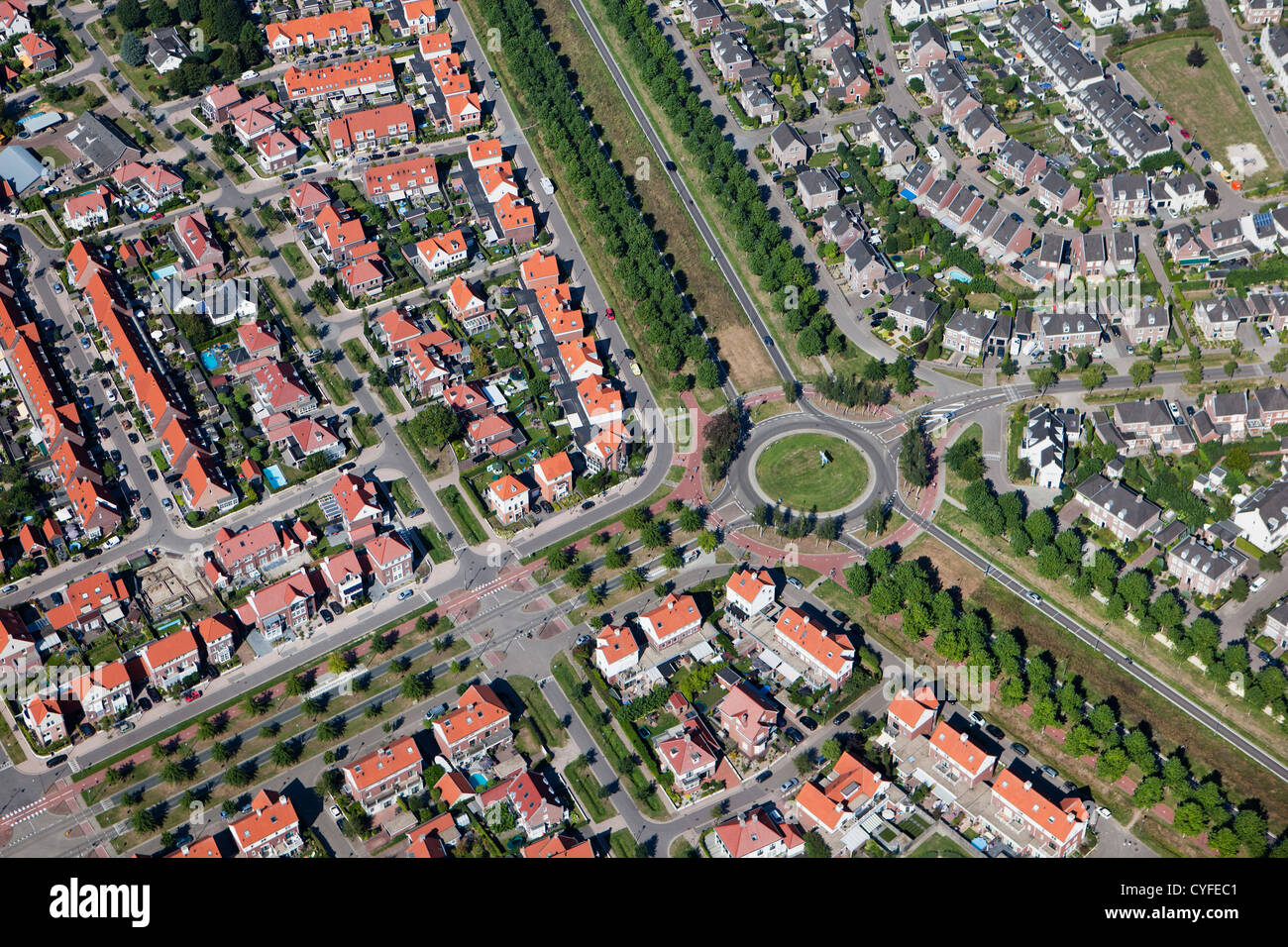 Les Pays-Bas, Helmond, quartier résidentiel appelé Brandevoort. Vue aérienne. Banque D'Images