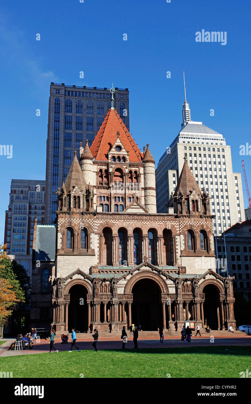 L'église Trinity à Copley Square, Boston, Massachusetts, Nord Banque D'Images