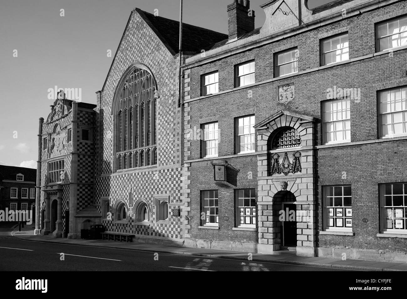 Détail pierre sur l'histoire de l'ancienne prison de la construction et de la Guildhall, King's Lynn town North Norfolk, Angleterre, Grande-Bretagne Banque D'Images