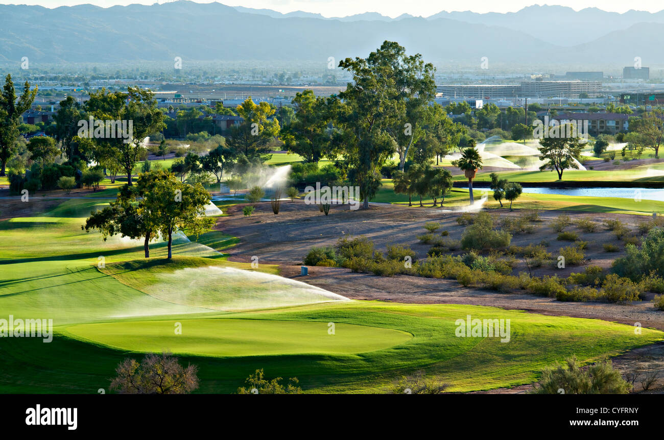 Paysage de golf à Phoenix, Tempe, Scottsdale, Arizona Banque D'Images