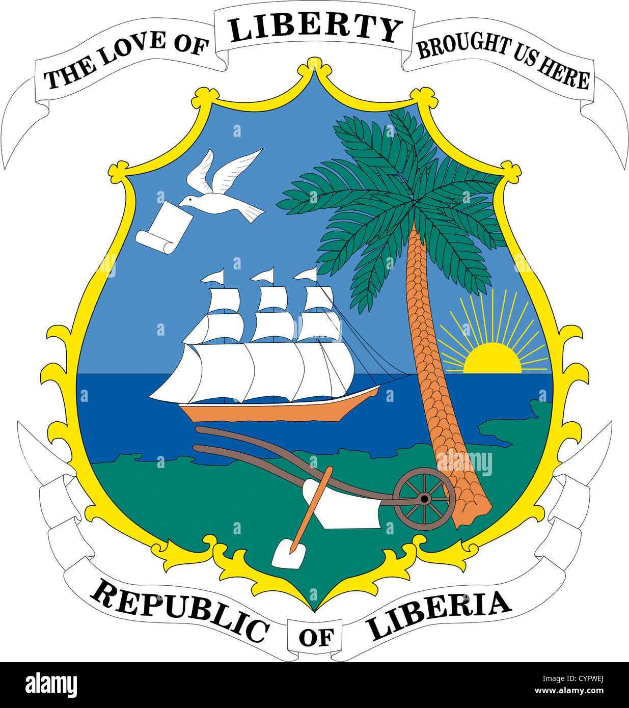 Armoiries de la République du Libéria. Banque D'Images