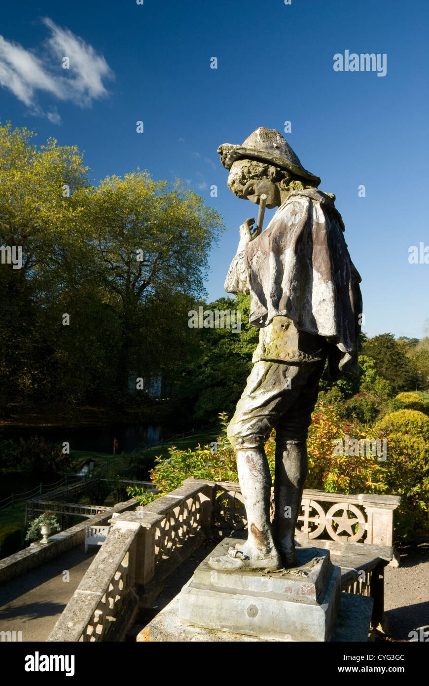 Statue de Piper et Jardins de St Fagans National History Museum/Amgueddfa Werin Cymru, Cardiff, Pays de Galles, Royaume-Uni. Banque D'Images