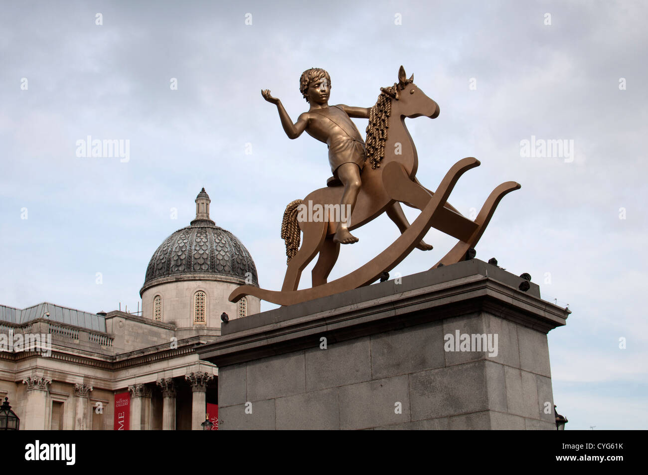 Quatrième soubassement, Trafalgar Square, London, UK Banque D'Images