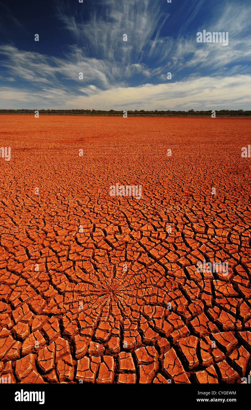 La boue fissuré sur un lac à sec du lagon, le Credo Rowles, Australie occidentale Banque D'Images