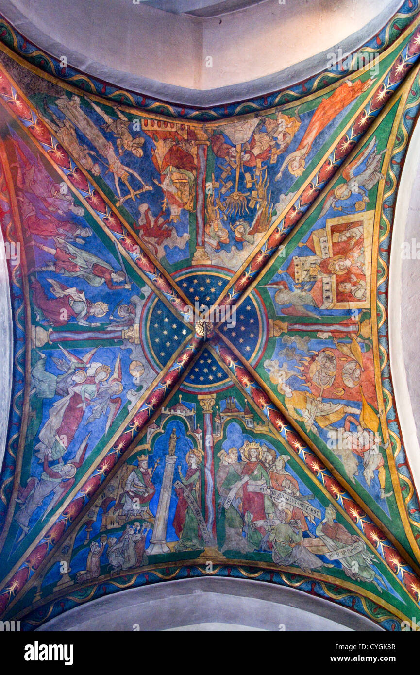 Voûte peinte médiévale de Saint Maria Lyskirchen église, Cologne, Köln, Nordrhein-Westfalen, Allemagne Banque D'Images