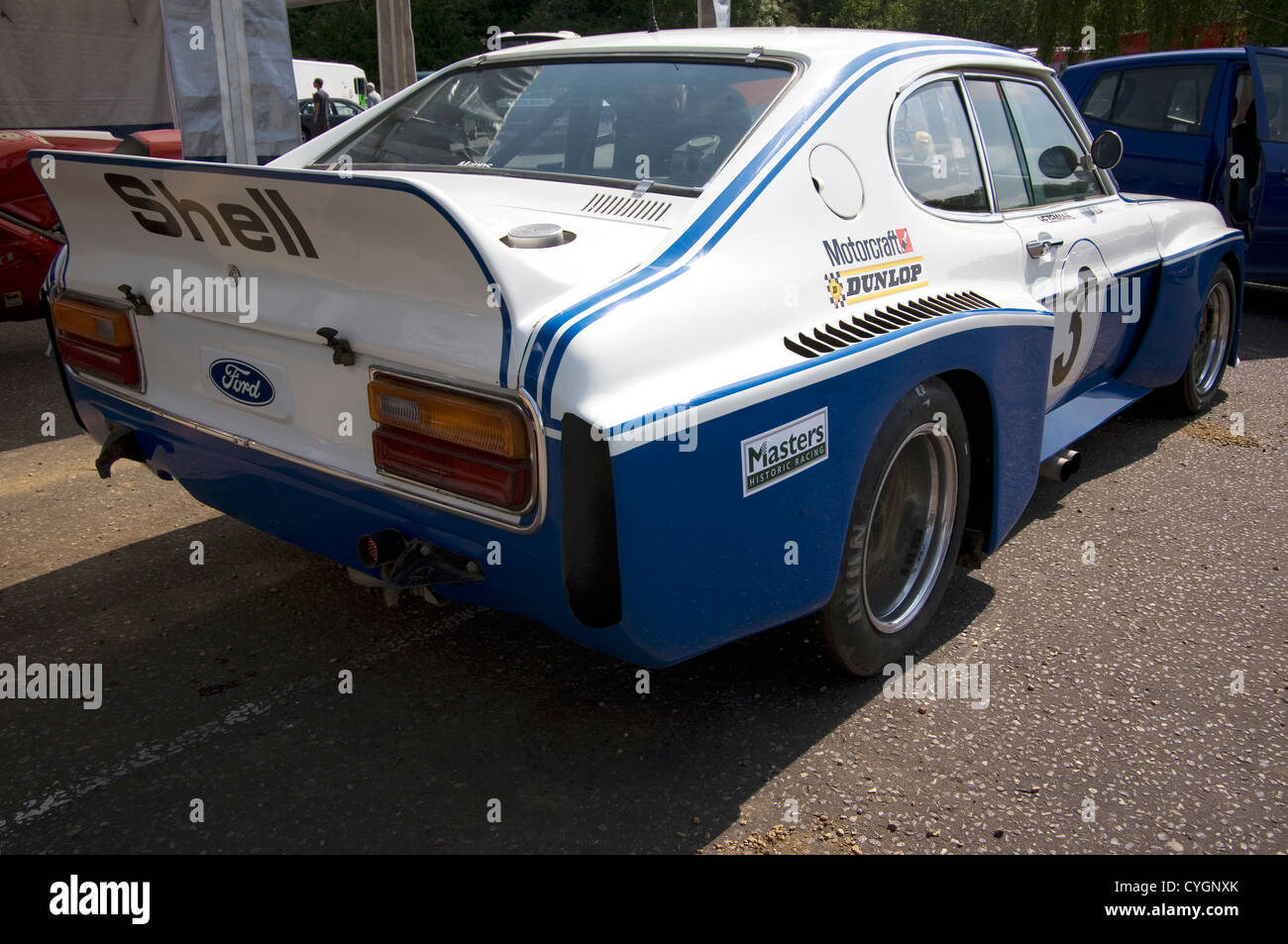 L'arrière d'une Ford Capri voiture de course historique de Cologne. Banque D'Images