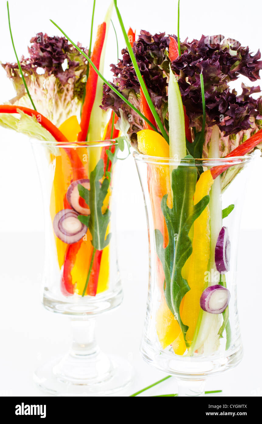 Les légumes d'un verres close up Banque D'Images