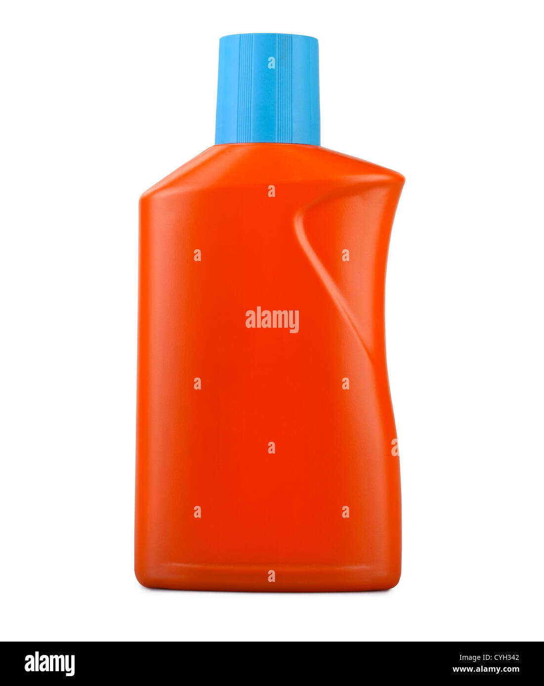 Bouteille en plastique orange isolé sur un fond blanc ( clipping path ) Banque D'Images