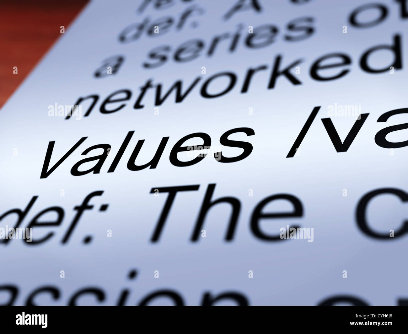Définition des valeurs et principes de vertu montre Gros plan de la Moralité Banque D'Images