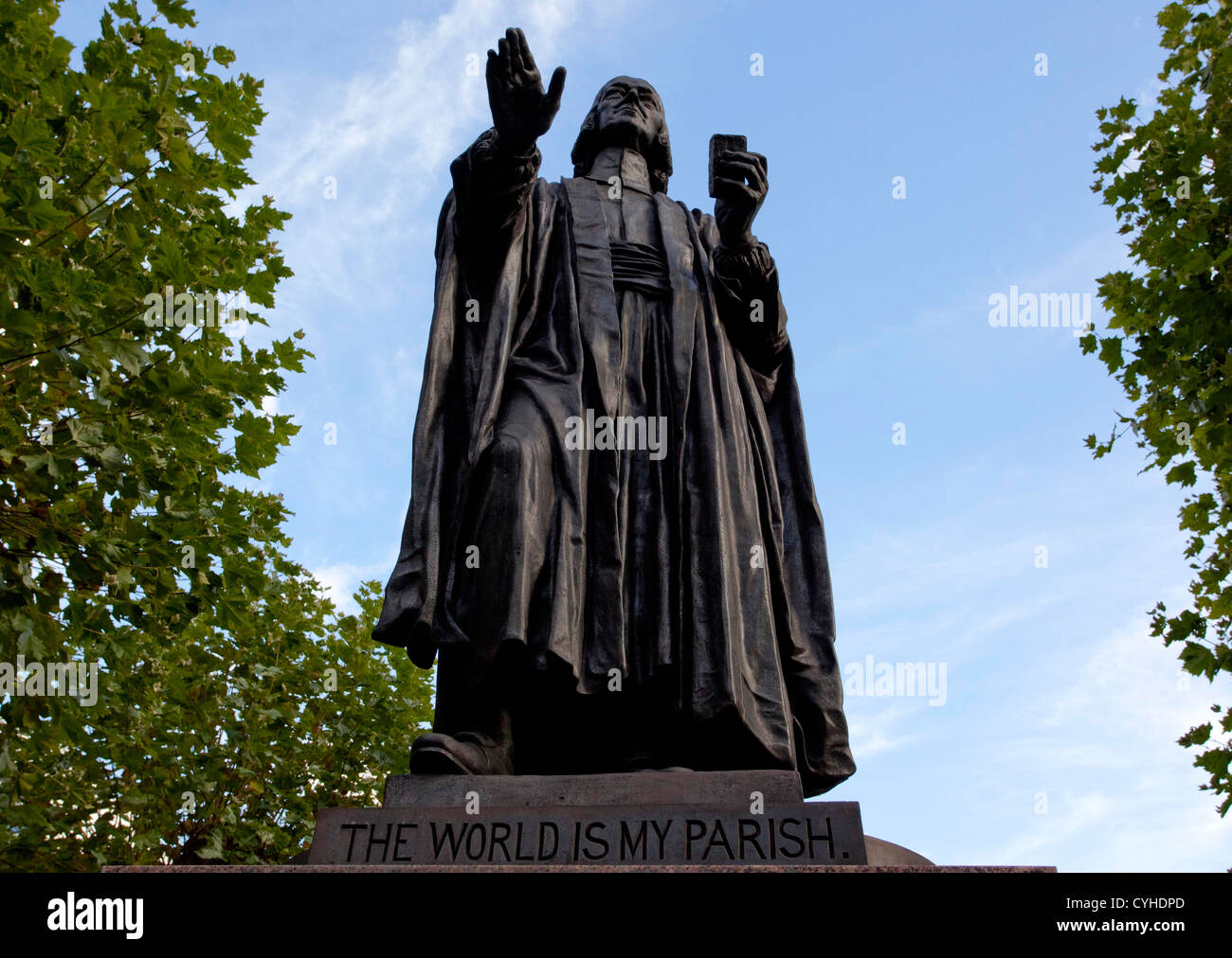 Statue de John Wesley, fondateur de l'église méthodiste, Londres Banque D'Images