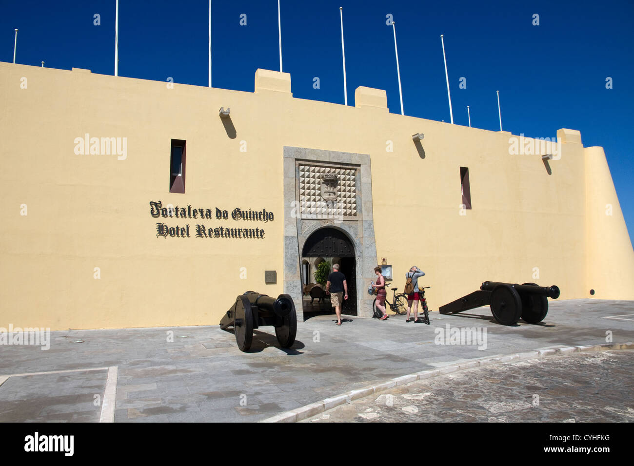 ( +) Restaurant de l'hôtel Fortaleza do Guincho (anciennement forteresse du 17ème siècle), la plage de Guincho, Cascais, Côte de Lisbonne, Portugal Banque D'Images