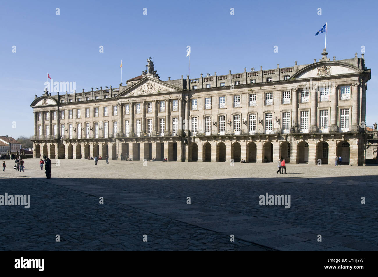 Hôtel de Ville de Saint Jacques de Compostelle, en Galice, Espagne. Banque D'Images