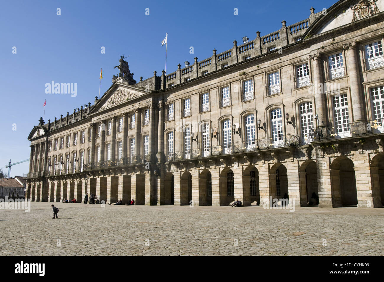 Hôtel de Ville de Saint Jacques de Compostelle, en Galice, Espagne. Banque D'Images