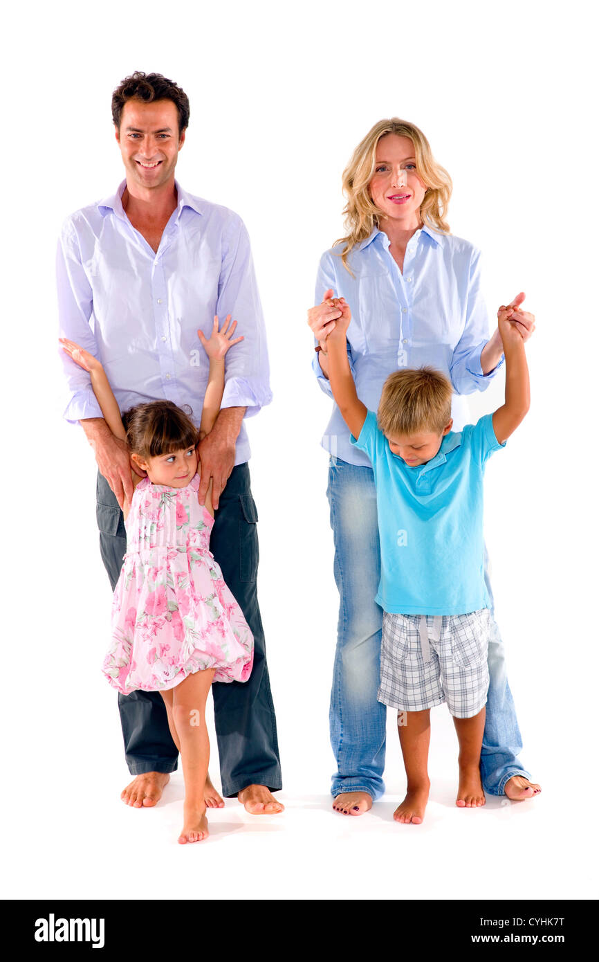 Famille avec deux enfants Banque D'Images