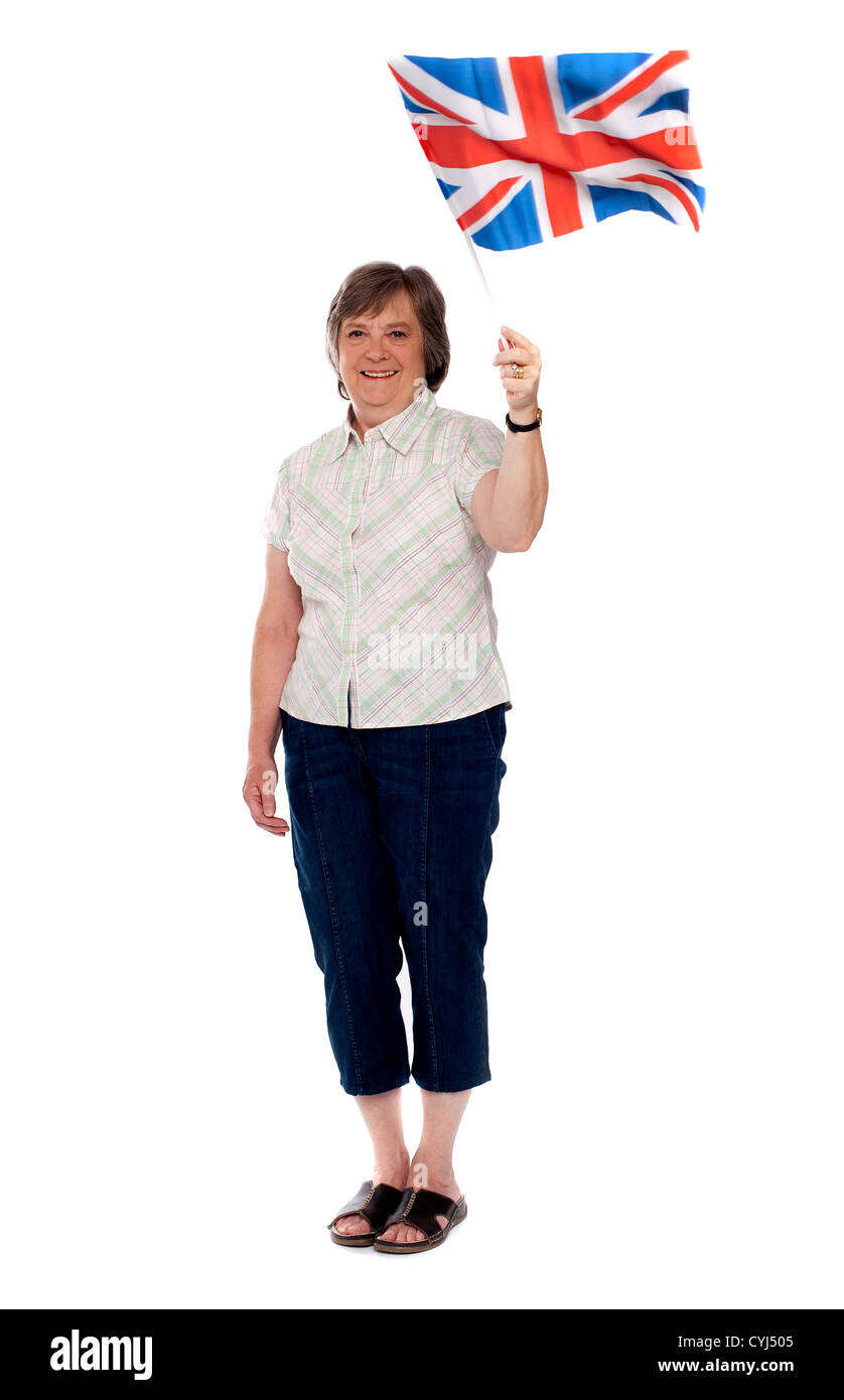 Ventilateur britannique forme son drapeau du pays isolés contre fond blanc Banque D'Images