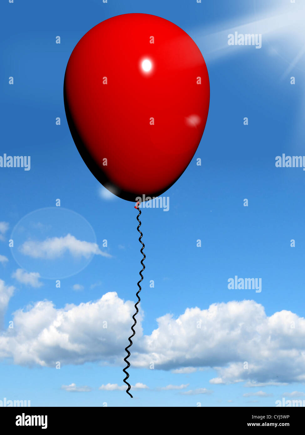 Ballon rouge dans le ciel montre célébration ou de la partie Banque D'Images