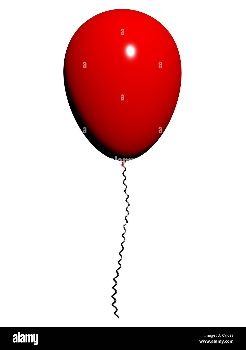 Ballon rouge sur fond blanc a Copyspace pour partie Invitation Banque D'Images