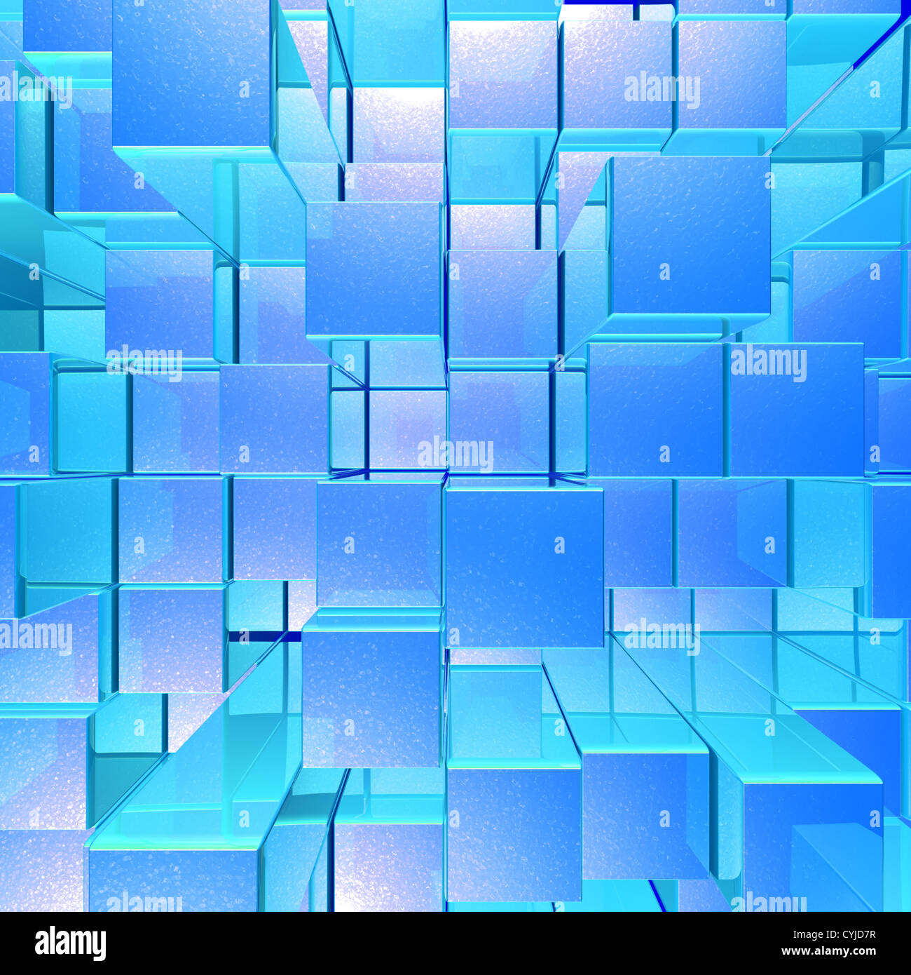 Bleu clair avec fond métal Opaque Cubes et carrés Banque D'Images