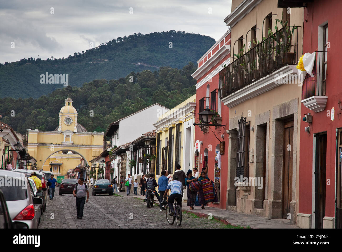 Dans les rues d'Antigua, Guatemala. Banque D'Images