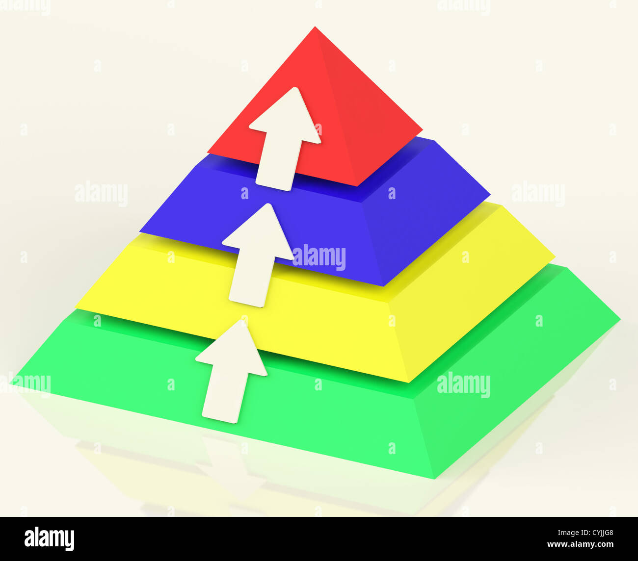 Pyramide avec des flèches indiquant le haut ou la progression de la croissance Banque D'Images
