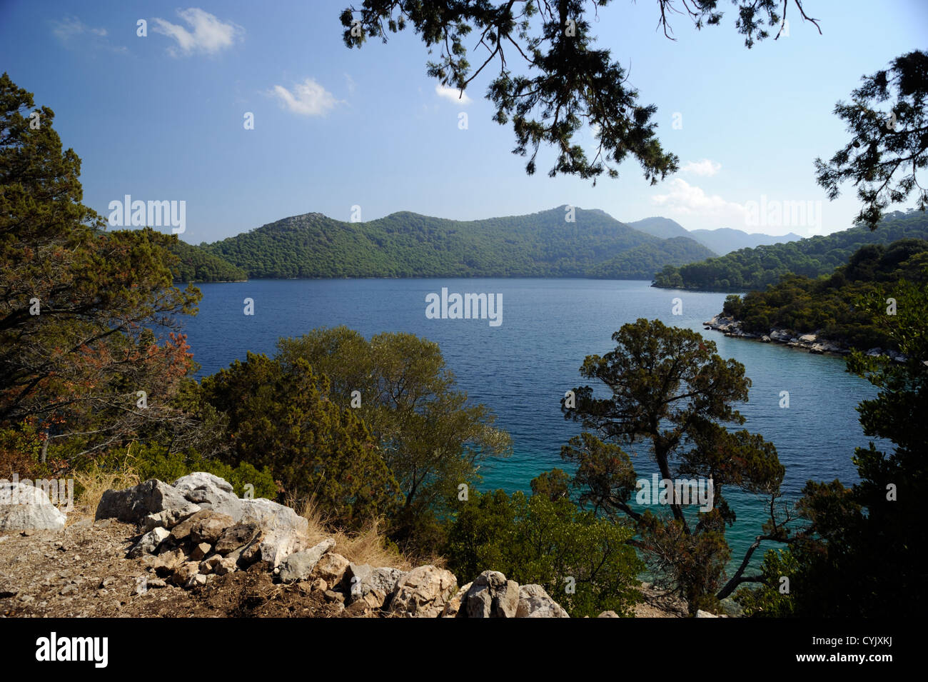 Croatie, Dalmatie, île de Mljet, lac Veliko Jezero Banque D'Images