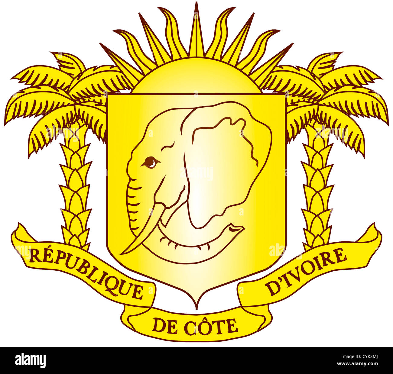 Armoiries de la République de Côte d'Ivoire. Banque D'Images
