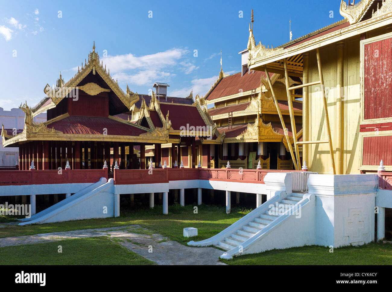 Le Myanmar, Mandalay, le Palais Royal. Banque D'Images