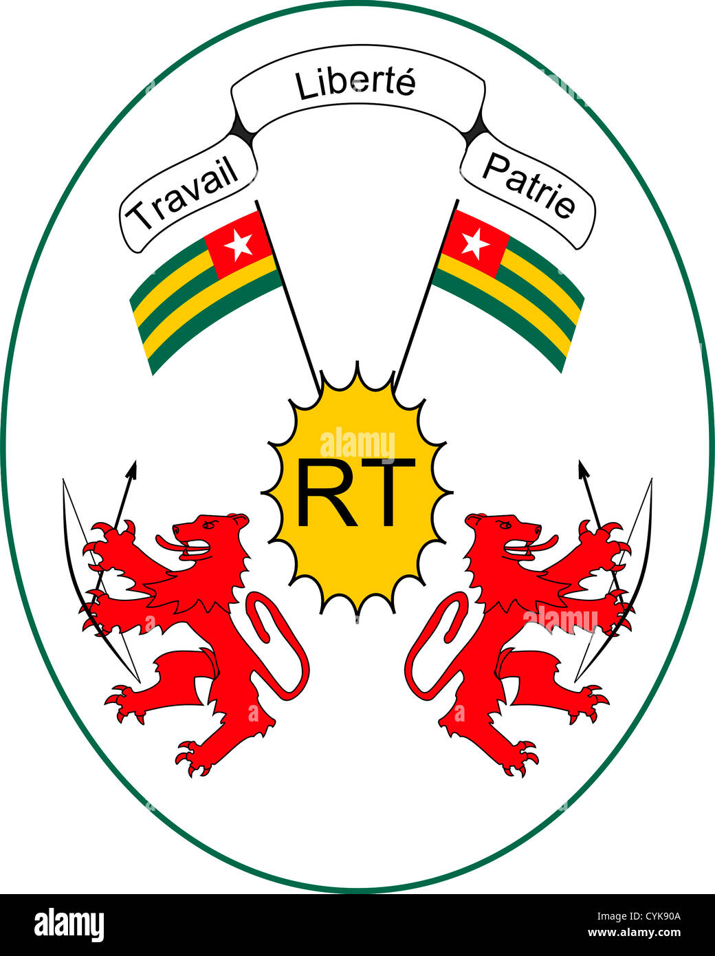 Armoiries de la République togolaise. Banque D'Images