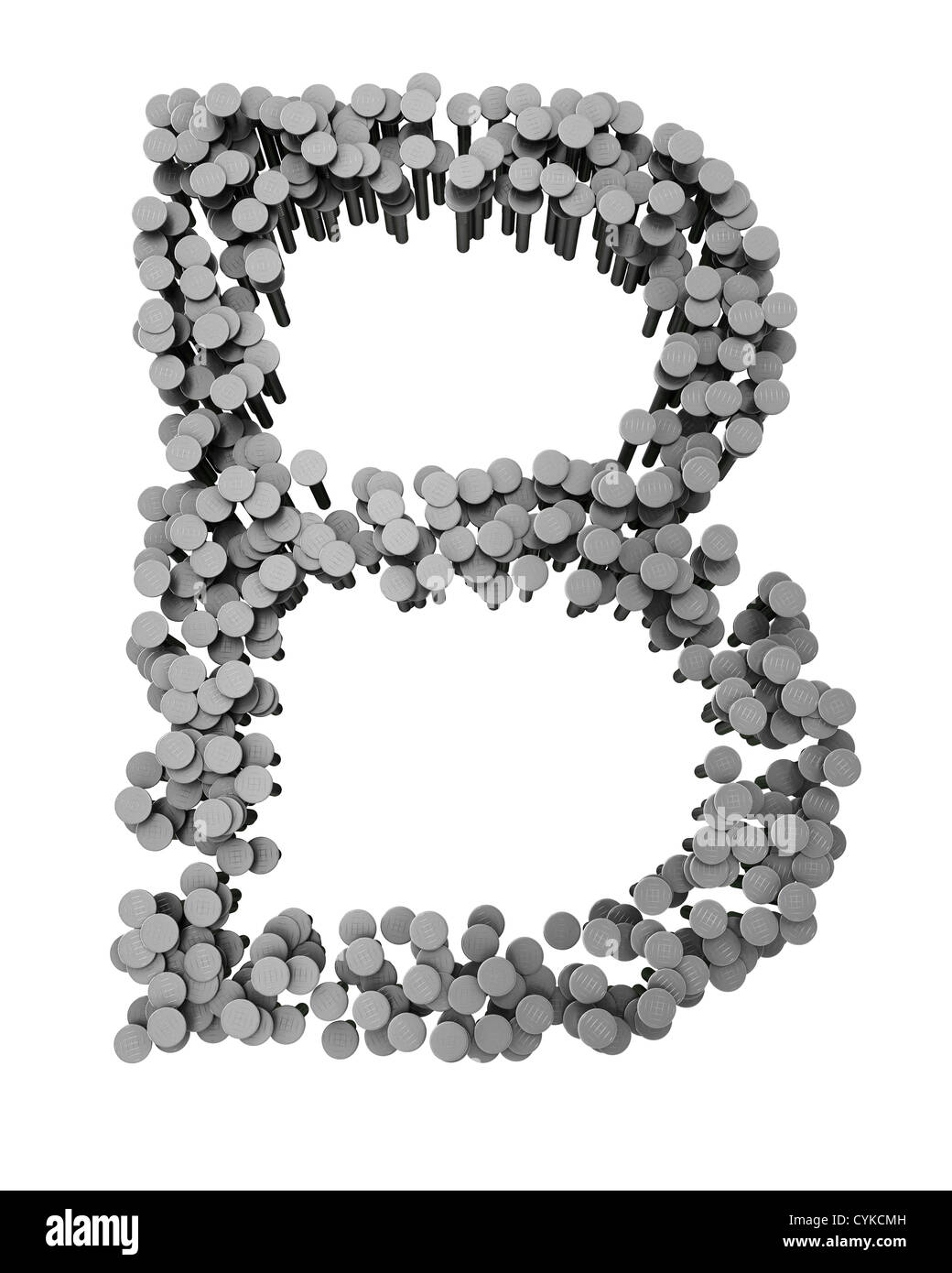 Fait à partir de l'alphabet des clous martelé isolé sur fond blanc Banque D'Images