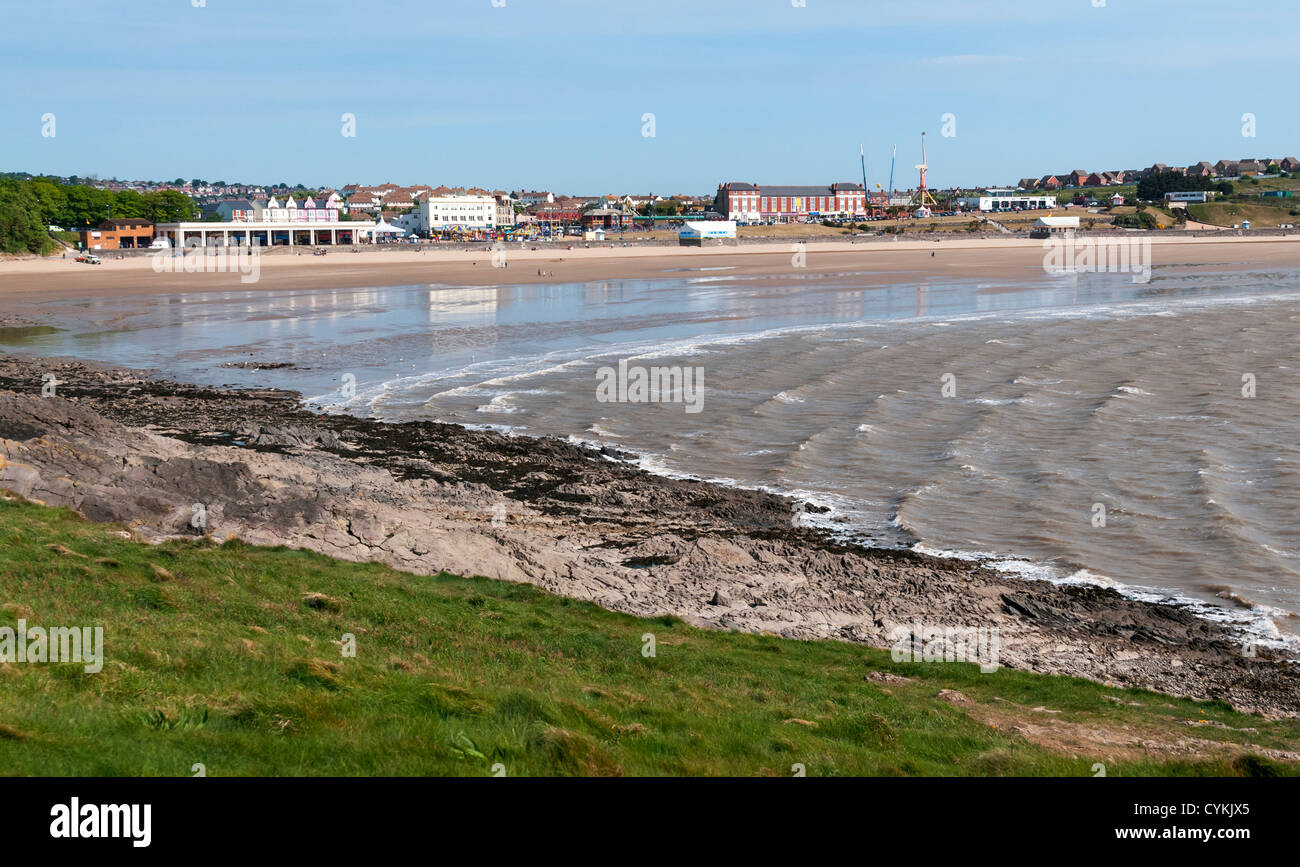 Pays de Galles, Barry Island, Whitmore Bay, station balnéaire, plage & amusement park Banque D'Images