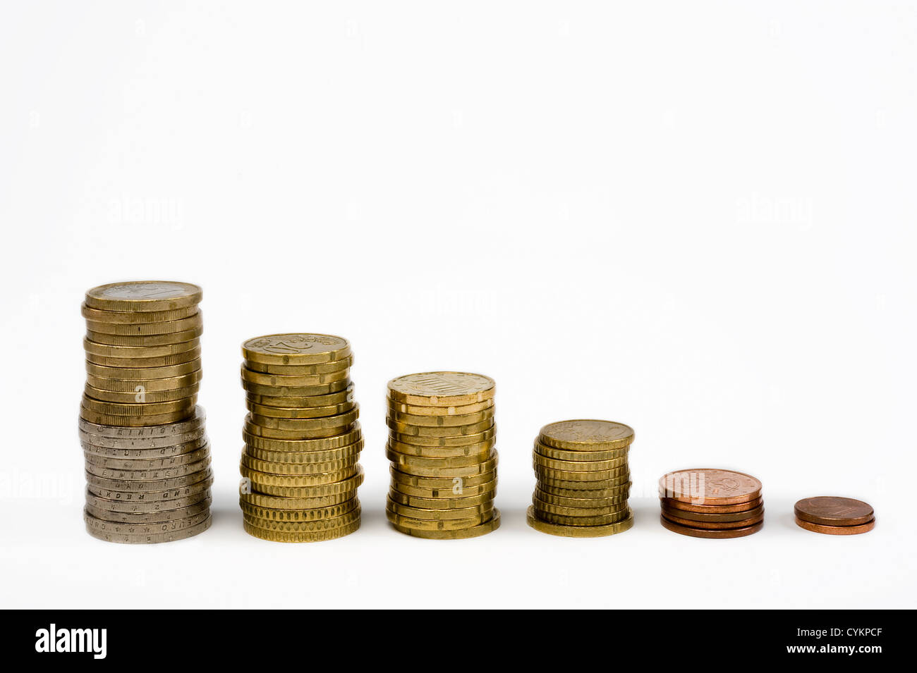 Pièces en Euro broché dans une rangée Banque D'Images