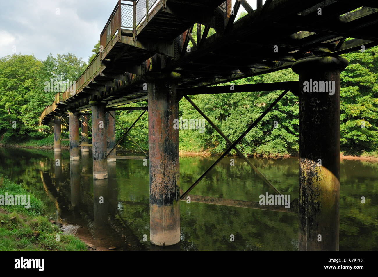 Penallt viaduc. L'ancien pont ferroviaire sur la rivière Wye à Redbrook Banque D'Images