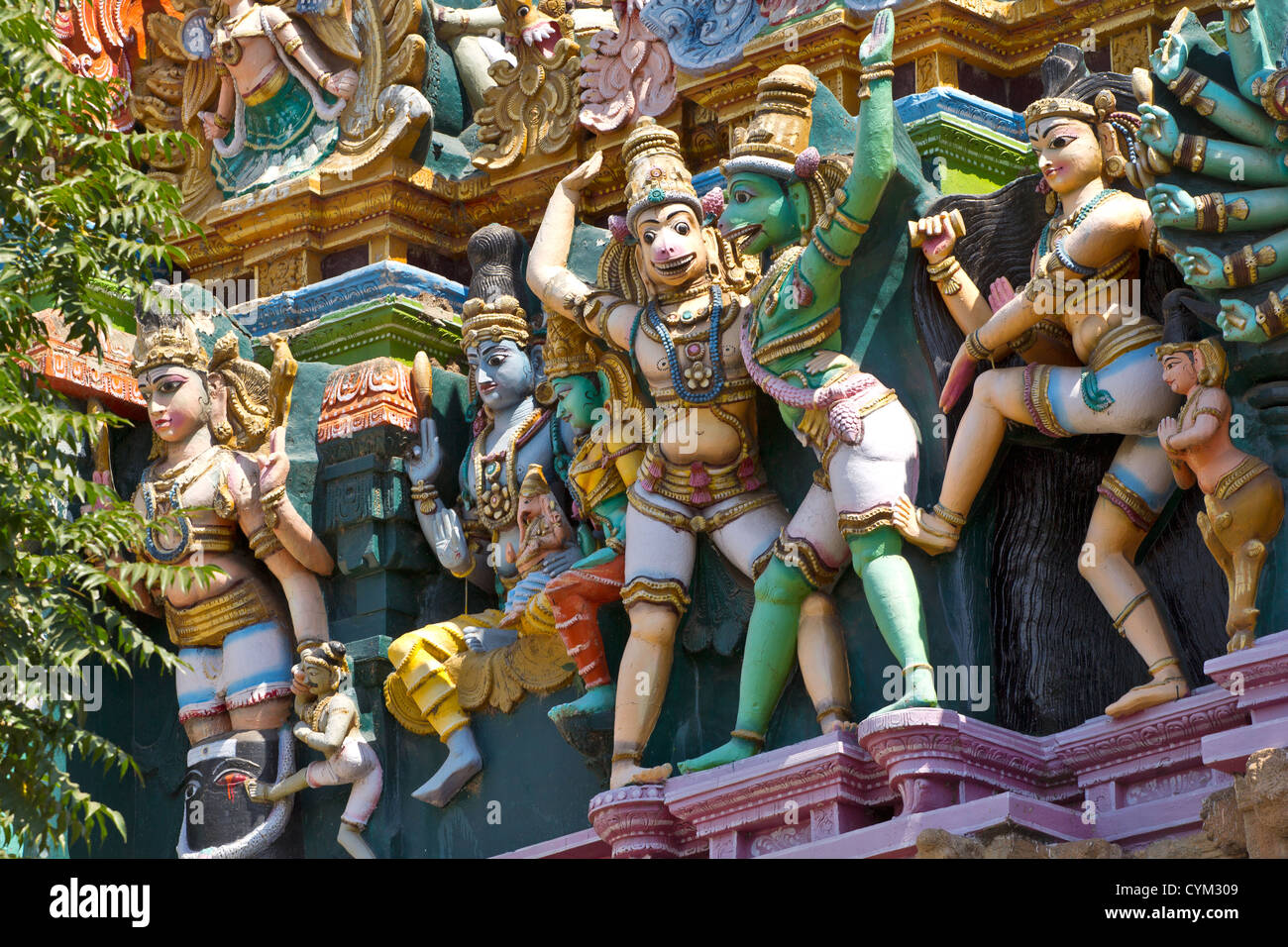SRI MEENAKSHI TEMPLE MADURAI Inde montrant le détail DES DIEUX SINGE Banque D'Images