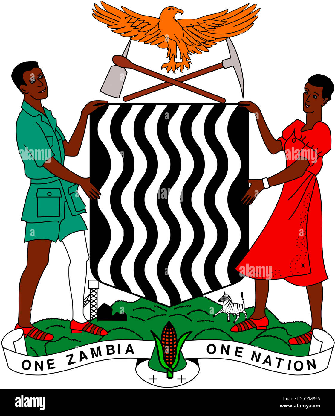 Armoiries de la République de Zambie. Banque D'Images