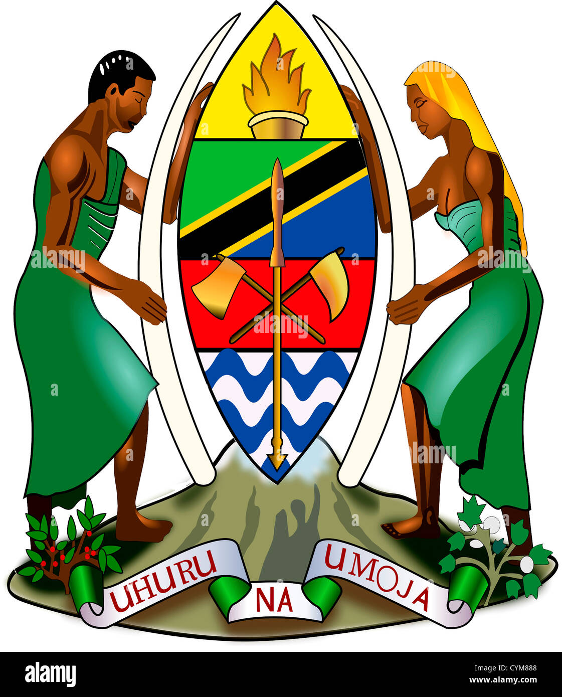 Armoiries de la République Unie de Tanzanie. Banque D'Images